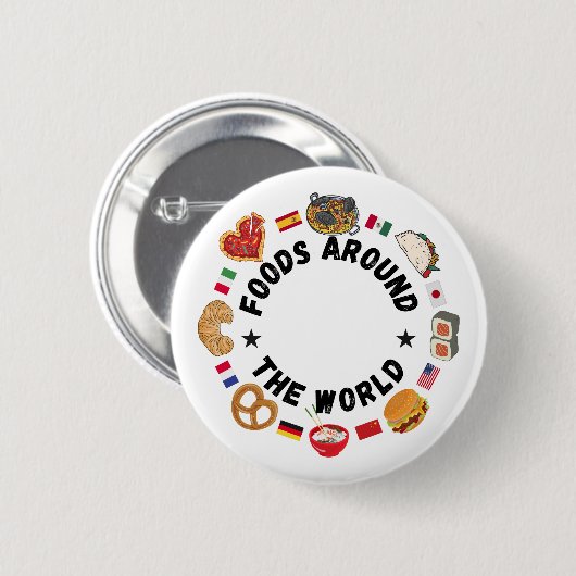 Badge Rond 5 Cm Aliments dans le monde (Devant & derrière)
