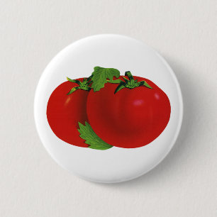 Badge Rond 5 Cm Aliments vintages, Bio Rouge Ripe Heirloom Tomate
