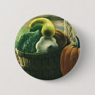 Badge Rond 5 Cm Aliments vintages, courge d'hiver, Citrouilles et 