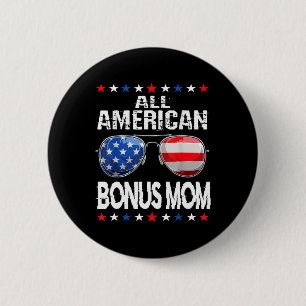 Badge Rond 5 Cm All American Bonus Maman 4 juillet Sungles Famille