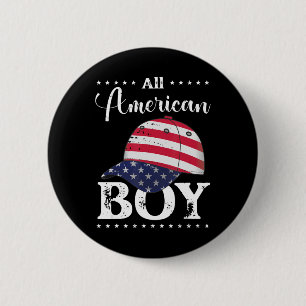 Badge Rond 5 Cm All American Boy Casquette - 4 juillet
