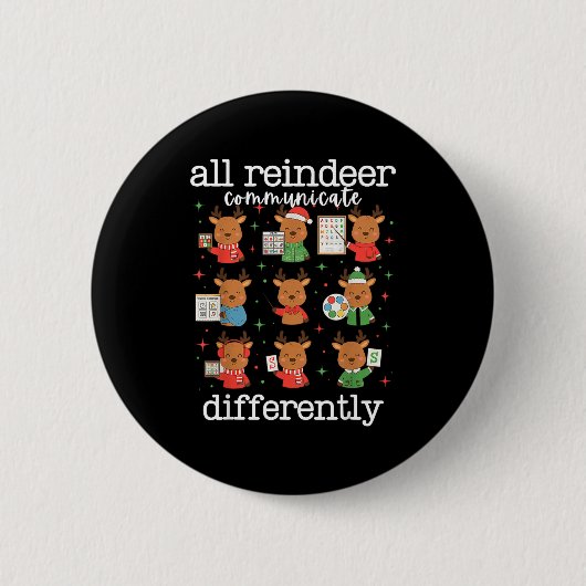 Badge Rond 5 Cm All Reindeer Communicate Differently Xmas Autism A (Devant)