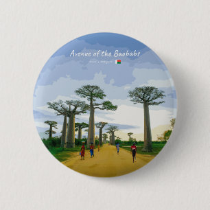 Badge Rond 5 Cm Allée des Baobabs, Madagascar - Paysage