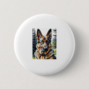 Badge Rond 5 Cm Allemand Berger Chien Tête Portrait Amoureux des c