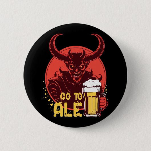 Badge Rond 5 Cm Aller à Ale - Satan buvant de la bière (Devant)