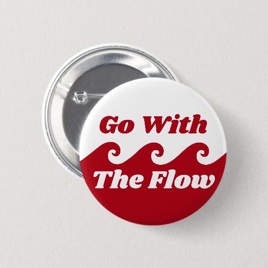 Badge Rond 5 Cm Aller Avec Le Flux Menstruation Red Wave Slogan (Devant & derrière)