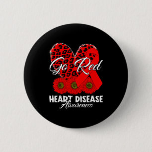Badge Rond 5 Cm Aller Cœur de Léopard Rouge Ruban Rouge & Tourneso