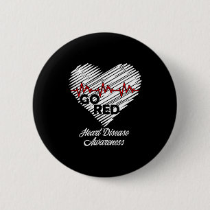 Badge Rond 5 Cm Aller Santé du Cœur Rouge Sensibilisation aux Mala