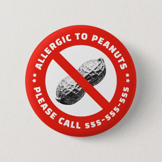Badge Rond 5 Cm Allergie aux arachides (Devant)