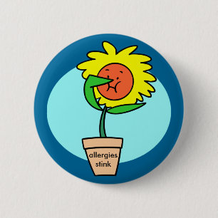 Badge Rond 5 Cm allergies puent, éternuer fleur