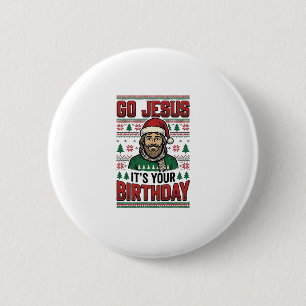 Badge Rond 5 Cm Allez Jésus Noël Anniversaire Vintage Chemise