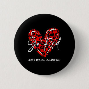 Badge Rond 5 Cm Allez Rouge pour le Mois de la sensibilisation à l
