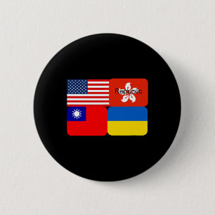 Badge Rond 5 Cm Alliance de la liberté États-Unis Hong Kong Républ