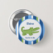 Badge Rond 5 Cm Alligator Customisé nom balise Bouton bleu/vert (Devant & derrière)