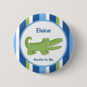 Badge Rond 5 Cm Alligator Customisé nom balise Bouton bleu/vert