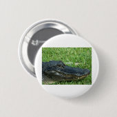 Badge Rond 5 Cm Alligator dans l'herbe (Devant & derrière)