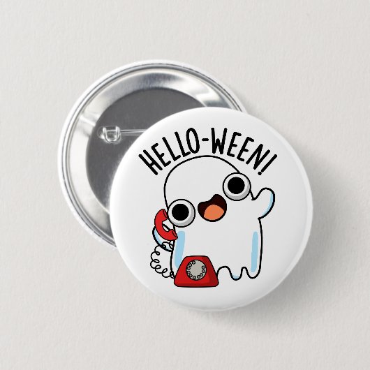 Badge Rond 5 Cm Allo-ween Funny Ghost Pun (Devant & derrière)