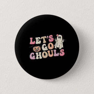 Badge Rond 5 Cm Allons Gouls Halloween Citrouille fantôme rétro