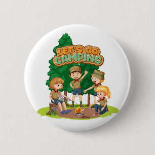 Badge Rond 5 Cm Allons-y Camping