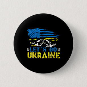 Badge Rond 5 Cm Allons-y Drapeau ukrainien Américain Ukraine Nous