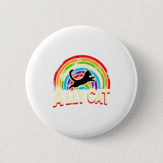 Badge Rond 5 Cm Ally Cat Lgbt Pride Cat  (Devant)