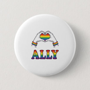 Badge Rond 5 Cm Ally Rainbow Hands Heart Vintage Pride Shirt Desig