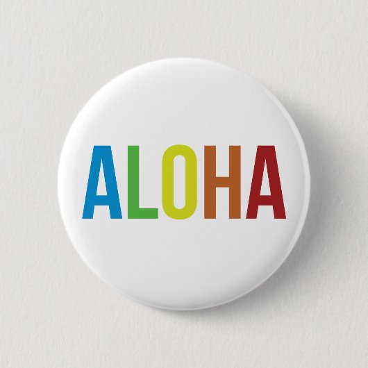 Badge Rond 5 Cm Aloha arc-en-ciel (Devant)