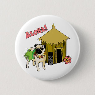 Badge Rond 5 Cm Aloha ! Boutons Carlins hawaïens