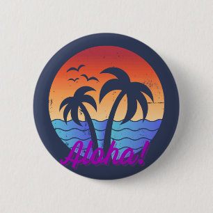 Badge Rond 5 Cm Aloha - Coucher de soleil tropical hawaïen
