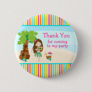 Badge Rond 5 Cm Aloha Cute Brown fille de cheveux 'Merci d'être ve