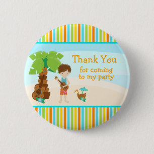 Badge Rond 5 Cm Aloha Cute cheveux Brown 'Merci pour venir'