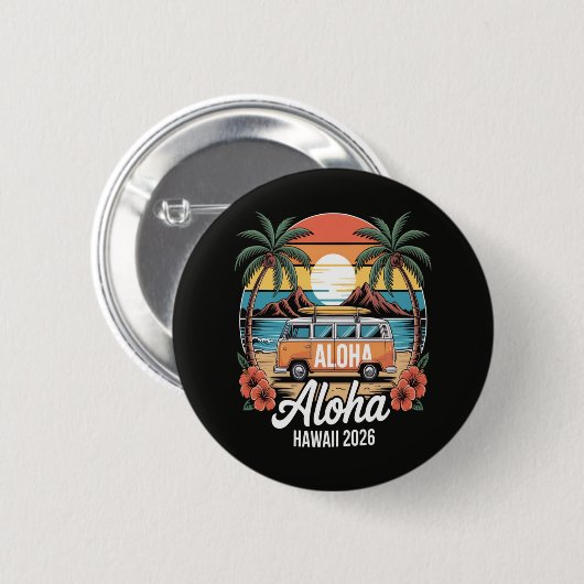 Badge Rond 5 Cm Aloha Hawaï 2026 (Devant & derrière)