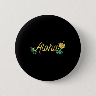 Badge Rond 5 Cm Aloha Hawaï Hawaï Iles Tropical Hibiscus Fleurs