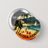 Badge Rond 5 Cm Aloha Hawaii (Devant & derrière)