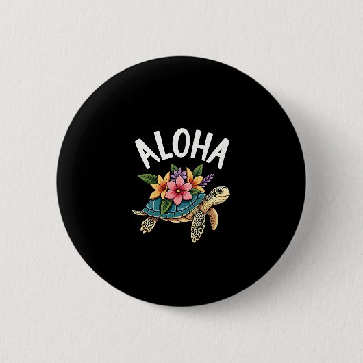 Badge Rond 5 Cm Aloha Hawaii Hawaiian-Shirt Turtle Hibiscus Kids G (Devant)