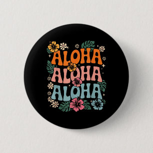 Badge Rond 5 Cm Aloha Hawaii Plage Fleur de l'île hawaïenne Luau