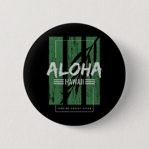 Badge Rond 5 Cm Aloha Hawaii Surfant Plage de Sunset