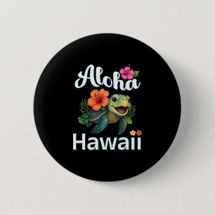 Badge Rond 5 Cm Aloha Hawaii Tortue Île Hawaïenne Enfants Tout-Pet