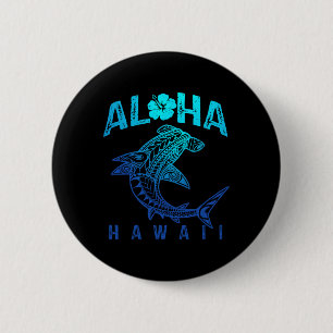 Badge Rond 5 Cm Aloha Hawaii Tril Requin Polynésien Hawaïen Plage