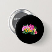 Badge Rond 5 Cm Aloha Hibiscus Fleurs (Devant & derrière)