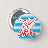 Badge Rond 5 Cm Aloha Shaka Hands, version bleue (Devant & derrière)