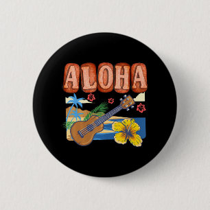 Badge Rond 5 Cm Aloha Spam Hawaii Ukulele - Waikiki Beach