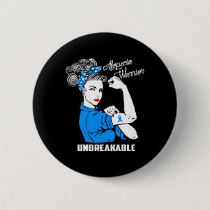 Badge Rond 5 Cm Alopecia Guerrier Indestructible Alopécie Sensibil