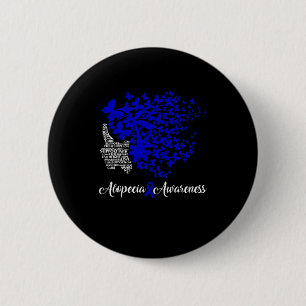 Badge Rond 5 Cm Alopecia Sensibilisation Bleu Ruban Perte de cheve