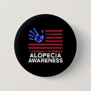 Badge Rond 5 Cm Alopecia Sensibilisation Perte de cheveux Guerrier