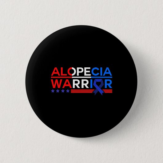 Badge Rond 5 Cm Alopecia Sensibilisation Perte de cheveux Guerrier (Devant)
