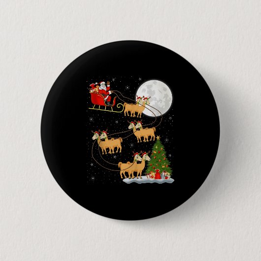 Badge Rond 5 Cm Alpaca Llama Santa Sleigh Flying Funny Magical Chr (Devant)