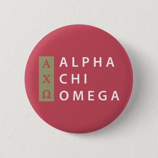 Badge Rond 5 Cm Alpha Chi Omega | Logo Empilé (Devant)
