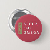 Badge Rond 5 Cm Alpha Chi Omega | Logo Empilé (Devant & derrière)