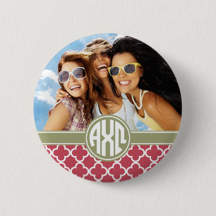 Badge Rond 5 Cm Alpha Chi Omega Monogramme et Photo